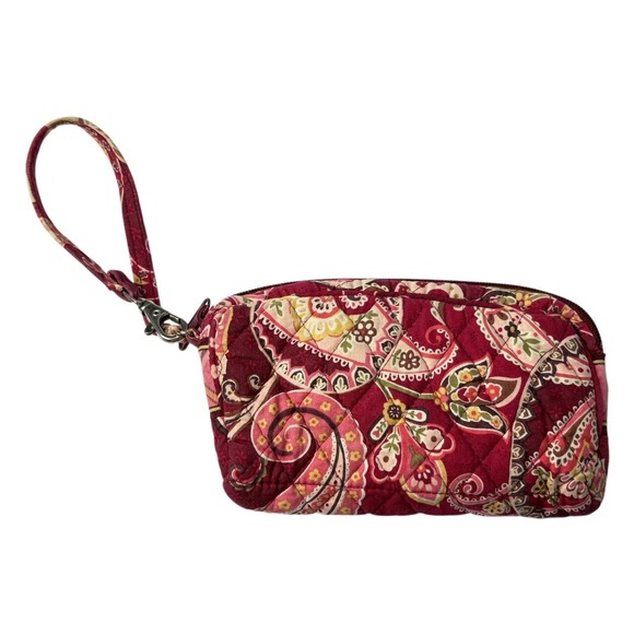 Vera Bradley 2005 "Piccadilly Plum" Wristlet Cosmetic Lipstick Bag Pink Paisley - Picture 5 of 6